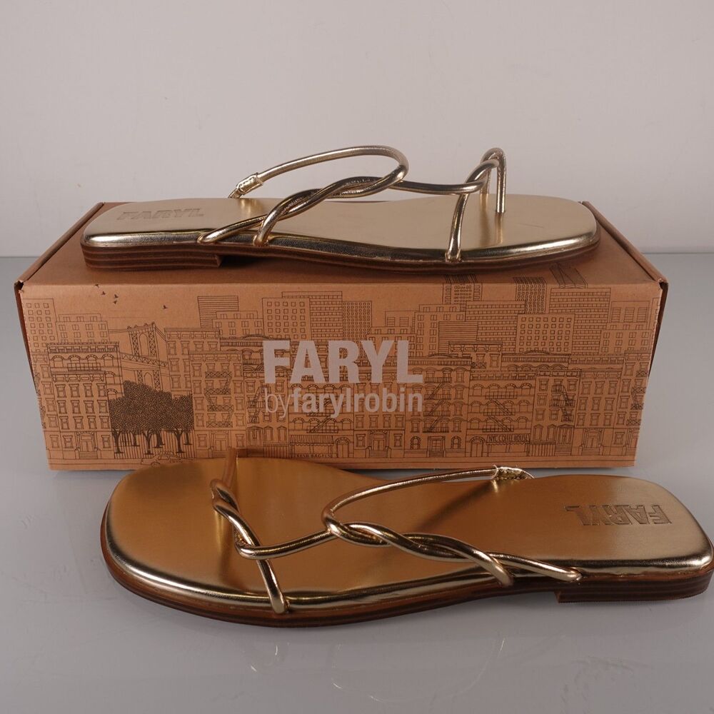 Women's Faryl by Farylrobin Quinton Sandals Shoes Flats Gold Shiny Size 14 New
